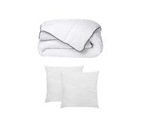 Vente-unique - Pack Couette Toucher Soie 200 x 200 cm + 2 oreillers 60 x 60 cm - Blanc - BIESYA