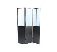 Vente-unique - Paravent Miroir Atelier Industriel 3 pans - Métal - H. 180 x L. 122 cm - Noir - Coventry