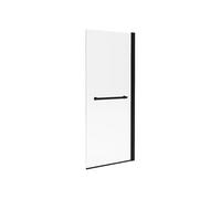 Vente-unique - Pare baignoire avec porte-serviette en métal noir mat au style industriel - 70 x 140 cm - TOBIN