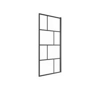 Vente-unique - Pare baignoire pivotant style industriel - 70 x 140 cm - Noir mat - Verre - RIVANON