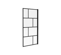 Vente-unique - Pare baignoire pivotant style industriel - 80 x 140 cm - Noir mat - Verre - RIVANON