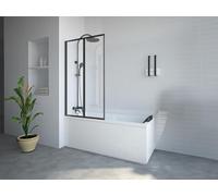Pare baignoire pliant en métal style atelier - Noir mat - 80 x 140 cm - DISTRICT