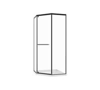 Vente-unique - Paroi de douche pentagonale avec receveur - 90 x 90 x 195 cm - Noir mat - CRISTELIO