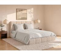 Vente-unique - Parure de lit Percale de Coton 80 Fils/cm² - Housse de Couette 220 x 240 cm + 2 taies d'oreiller 63 x 63 cm - Beige Passepoil Noir - Agami de Palacio