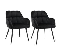 Vente-unique Pascal MORABITO - Lot de 2 chaises avec accoudoirs - Velours et métal - Noir - PEGA de Pascal MORABITO