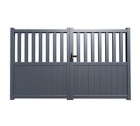 Vente-unique Portail battant Aluminium ajouré L343 x H140 cm Anthracite en kit BARTOS