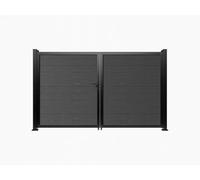Vente-unique - Portail battant plein en bois composite - L1305 x H183 cm - gris anthracite - SENZIO