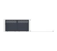Vente-unique - Portail coulissant aluminium semi plein à motifs L374 x H180 cm - anthracite - BAZIO