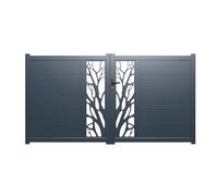 Vente-unique Portail électrique battant Aluminium Semi ajouré à Motifs L350 x H164 cm Anthracite en kit LABRIT II