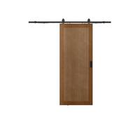 Porte coulissante avec système en applique en MDF et bois - naturel foncé - H205 x L83 cm - SANDORA