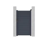 Vente-unique - Portillon battant aluminium persienné L103 x H180 cm anthracite - VIAZO