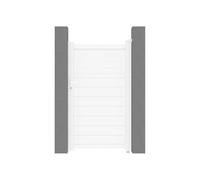 Vente-unique - Portillon battant aluminium persienné L103 x H180 cm blanc - VIAZO