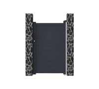 Portillon battant aluminium plein L103 x H165 cm anthracite - NAZARIO