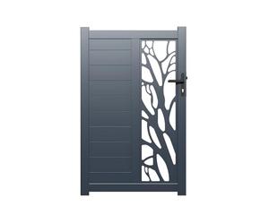 Vente-unique - Portillon battant aluminium semi ajouré à motifs L105 x H172 cm anthracite LABRIT II
