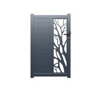 Vente-unique - Portillon battant aluminium semi ajouré à motifs L105 x H187 cm anthracite LABRIT II