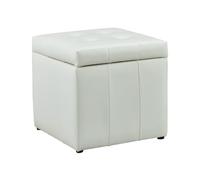 Vente-unique - Pouf Coffre de Rangement Serafino en Simili - Blanc