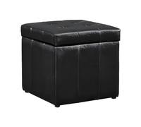 Pouf coffre de rangement SERAFINO en simili - Noir