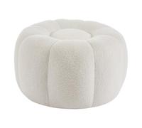Vente-unique - Pouf Design Fleur en Tissu Bouclette Blanc DELPODA