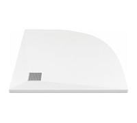 Vente-unique - Receveur de douche extra plat à poser ou à encastrer recoupable en résine SMC en quart de cercle avec siphon - Blanc - 90 x 90 cm - SYFORSA