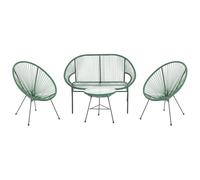 Vente-unique - Salon de Jardin en Fils de résine tressés : 2 fauteuils, Un Banc et Une Table - Kaki - ALIOS III de MYLIA