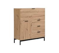Vente-unique - Secrétaire avec 2 Portes et 3 tiroirs - MDF et métal - Coloris : Naturel - Erwin - avec Rangement