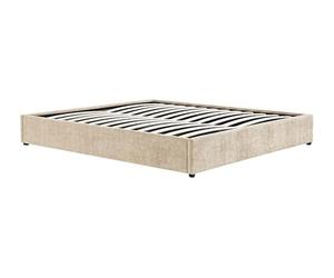Vente-unique - Sommier Coffre 180 x 200 cm en Tissu Chenille - Beige - FIRMEO de YSMÉE