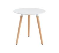 Vente-unique - Table à Manger 2 Personnes en MDF et hêtre - Blanc - ROLENA