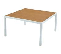 Vente-unique - Table à Manger de Jardin carrée en Aluminium L.140 cm - Naturel Clair et Blanc - MACILA de MYLIA