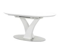 Vente-unique - Table à Manger Extensible - 6 à 8 Personnes - MDF et métal Inoxydable - Blanc laqué - Talara