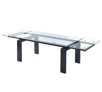 Vente-unique - Table à Manger Extensible 8 à 10 Personnes en Verre trempé et métal Noir - Transparent - LUBANA