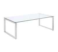 Vente-unique-Table Basse Freya - Verre trempé & métal chromé