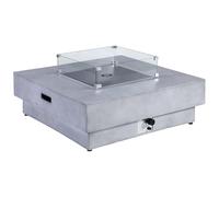 Vente-unique - Table braséro carrée au gaz en MGO Effet béton - Foyer carré - SEROZA