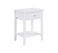 Vente-unique - Table de Chevet 1 tiroir et 1 Tablette - MDF - Blanc - NIRIVA