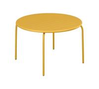 Vente-unique - Table de Jardin Ronde D.130 cm en métal - Jaune Moutarde - MIRMANDE de MYLIA