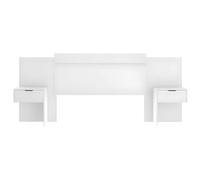 Vente-unique - Tête de lit Extensible avec chevets - 140/160 cm - Blanc - PARATI - avec Rangement