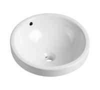 Vente-unique - Vasque de salle de bain semi-encastrée ronde en céramique - 46 cm - Blanc - CATONAC II