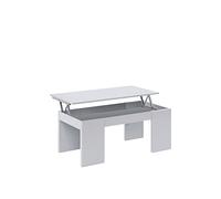 Habitat et Jardin – Table basse Kendra – Plateau relevable, blanc brillant 100x50x43-54 cm