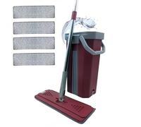 VENTEO Balai Essoreur Extra Large avec Tête Pivotante 360° | Seau Double Compartiment Nettoyage & Essorage | 4 Serpillères Microfibre Lavable | Manche XL 130 cm avec Rotule à Clips