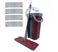 Ensemble Balai Clean & Dry Mop avec seau, kit de nettoyage pour sols, système de nettoyage autonettoyant, seau à double compartiment, 2,7 litres