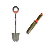 venteo Pack RootSlayer? Pelle ronde coupe racine/Couteau de sol Acier de carbone/Manche ergonomique Idéal pour les petites/grandes surfaces Creuser/Déraciner/Planter