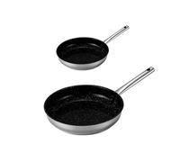 Venteo Poêle inox KITCHENPRO 20cm et 24cm Revêtement céramique antiadhésif - Adaptée à tous les feux induction/vitro céramique/électricité/gaz