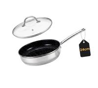 Venteo Sauteuse avec couvercle en inox KITCHENPRO Revêtement céramique antiadhésif - Adaptée à tous les feux induction/vitro céramique/électricité/gaz - Différentes tailles 24/28cm