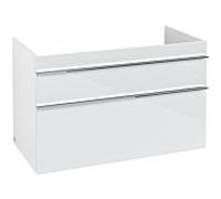 Venticello Villeroy und Boch vasque A92601RE 95,3 x 59 x 50,2 cm, vasque au milieu, poignée chromée, verre Glossy White
