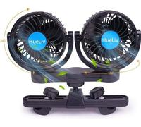 Ventilateur 12 volts pour la banquette arrière, ventilateur électrique à deux têtes, ventilateur portable pivotant à 360 degrés avec prise allume-cigare pour camion
