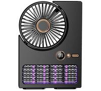 Ventilateur, 5 vitesses, avec lampe anti-moustiques, orientable, silencieux, 3000 mAh, recharge USB, portable, noir