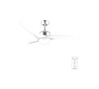 Ventilateur 60W 132 cm LED 18W 3 teintes 3 pales 3 vitesses Télécommande Minuterie Blanc