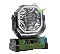 Ventilateur à batterie rechargeable 10 000 mAh avec crochet et lumière LED brillante C