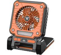 Ventilateur à batterie solaire, lampe de voyage multifonctionnelle, ventilateur de camping pliable, lampe d'extérieur - Orange