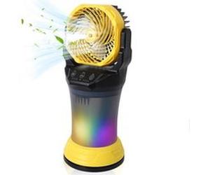 Ventilateur à brumisation,OMOZUN,ventilateur à refroidissement par eau,ventilateur rafraîchissant portable,grand réservoir de 2 litres, éclairage RGB,15 000 mAh,jaune jaune