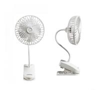Ventilateur à clip 3600 mAh avec rotation à 720 °, ventilateur de bureau rechargeable par USB à 4 vitesses, refroidisseur d'air portable à suspendre ou à poser sur pied, pour la maison, le bureau, les